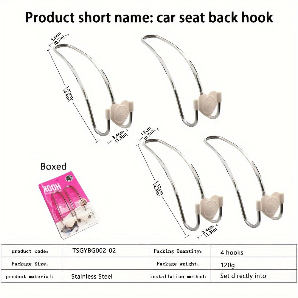 4pcs Car Hooks Seat Back Storage Hooks Garden Tool Flower Pot Hanging Hooks