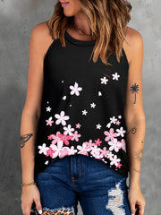 Floral Graphic Halter Tank Tops Summer Sleeveless Shirts Women's Clothing