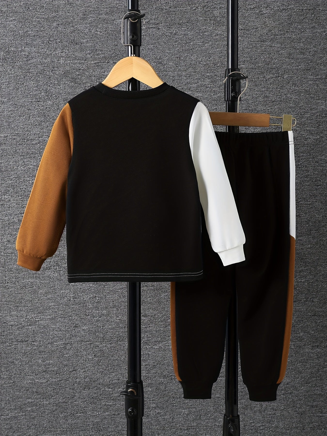 Boy's 2pcs Clash Sweatshirt & Sweatpants Set for Spring Fall