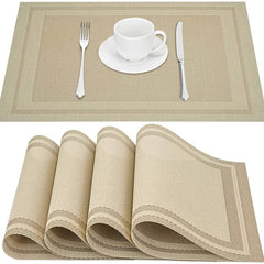 Set of 4 Heat Resistant Placemats Washable PVC Table Mats