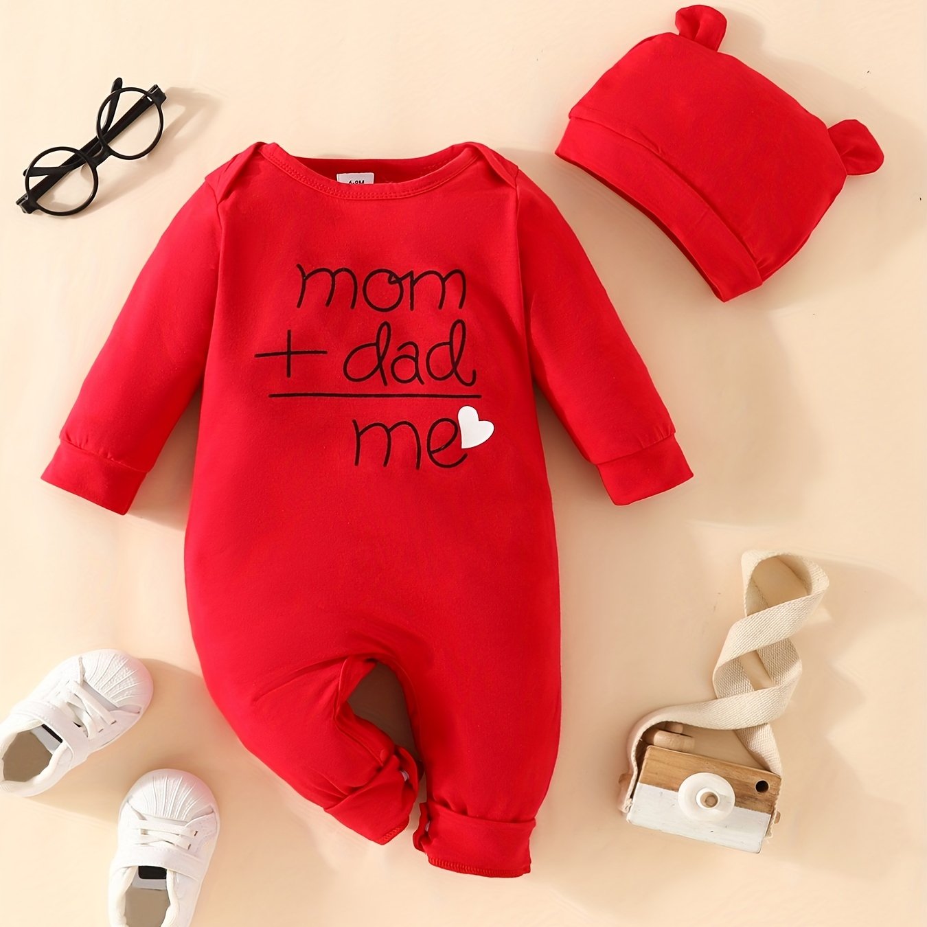 Baby DAD MOM ME Letter Print Romper Creeper
