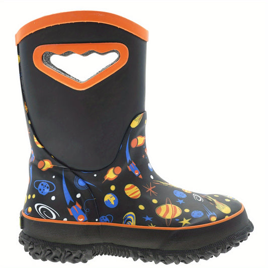 Space Planet Print Rain Boots Non Slip Waterproof Short Boots