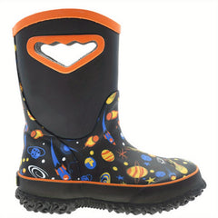 Space Planet Print Rain Boots Non Slip Waterproof Short Boots