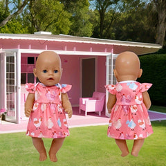 Pink Animal Print Dress for 17-18 Inch Dolls - Chicken & Hen Pattern