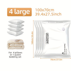 4pcs Vacuum Compression Storage Bags Space Saving Organizer