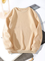 Women's Solid Loose Crew Neck Sweatshirt