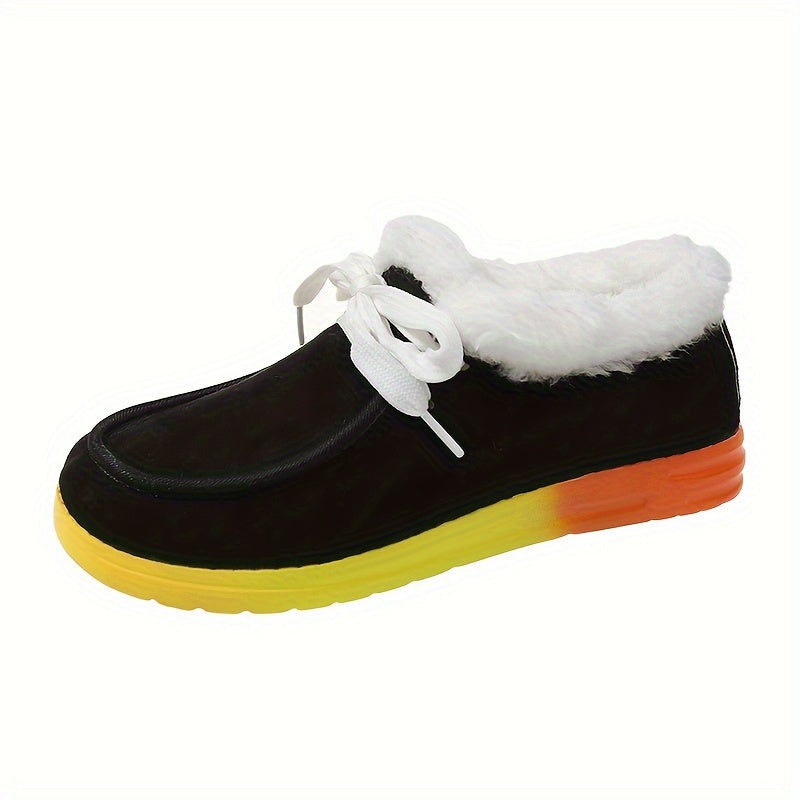 Plush Lined Furry Boat Shoes Thermal Flat Snow Boots