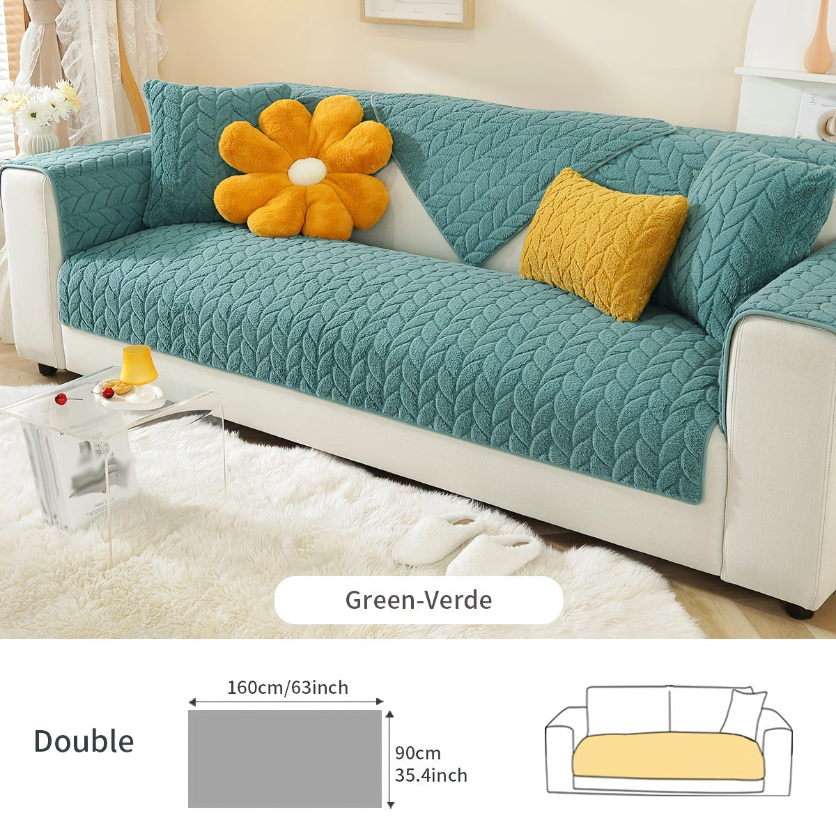 Sherpa Sofa Slipcover Non Slip Pet Friendly Furniture Protector
