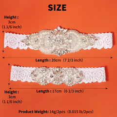 Lace Bridal Garter Set Clear Rhinestones Crystal Faux Pearl 2pcs