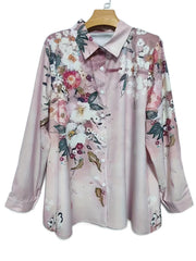 Floral Print Button Up Long Sleeve Blouse