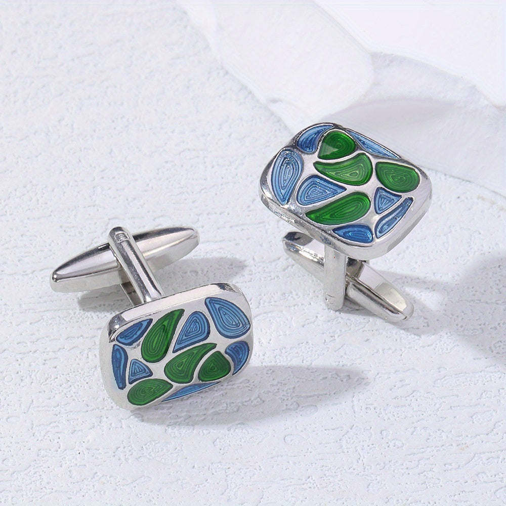 Green Shell Pattern Cufflinks for Wedding Suit
