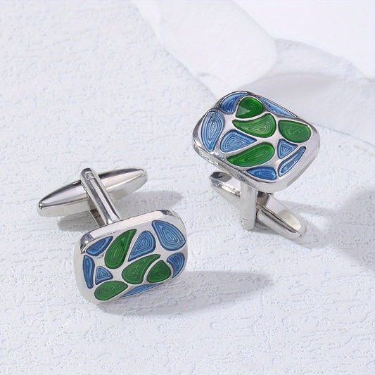 Green Shell Pattern Cufflinks for Wedding Suit