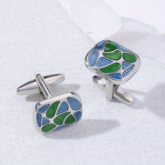 Green Shell Pattern Cufflinks for Wedding Suit