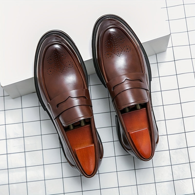 Men's Carved Style Business Shoes Slip On Low Top Classic