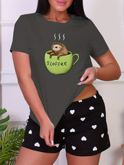 Cartoon Animal Short Sleeve Sleep Top