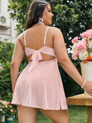 Lace Deep V Neck Satin Trim Mesh Slips