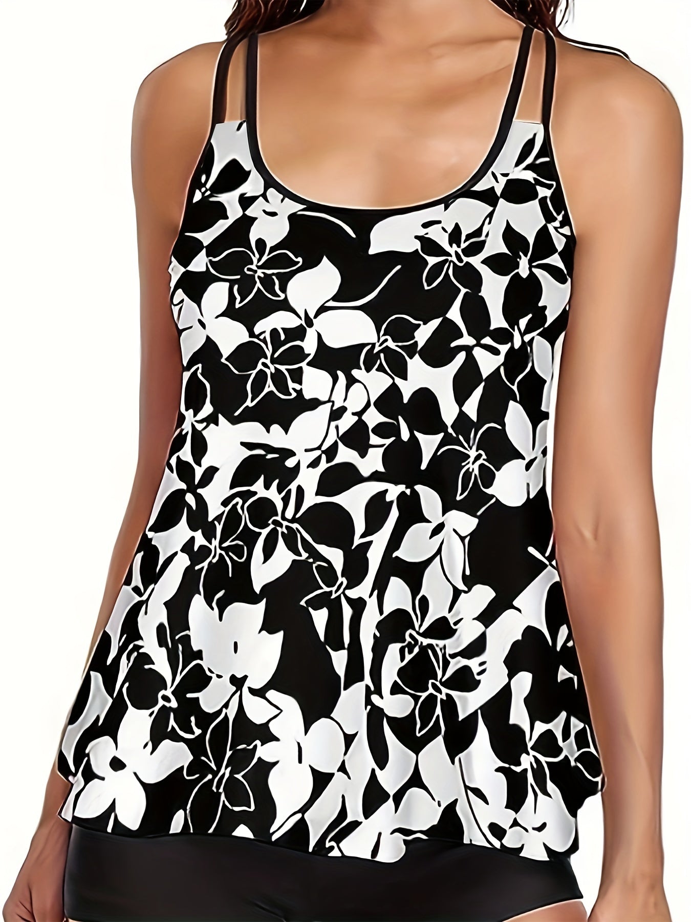 Floral Print Tankini Set Women's Swimwear Two Piece Set
