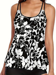 Floral Print Tankini Set Women's Swimwear Two Piece Set