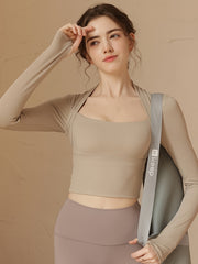 Slimming Long Sleeves Sports Top with Chest Pads