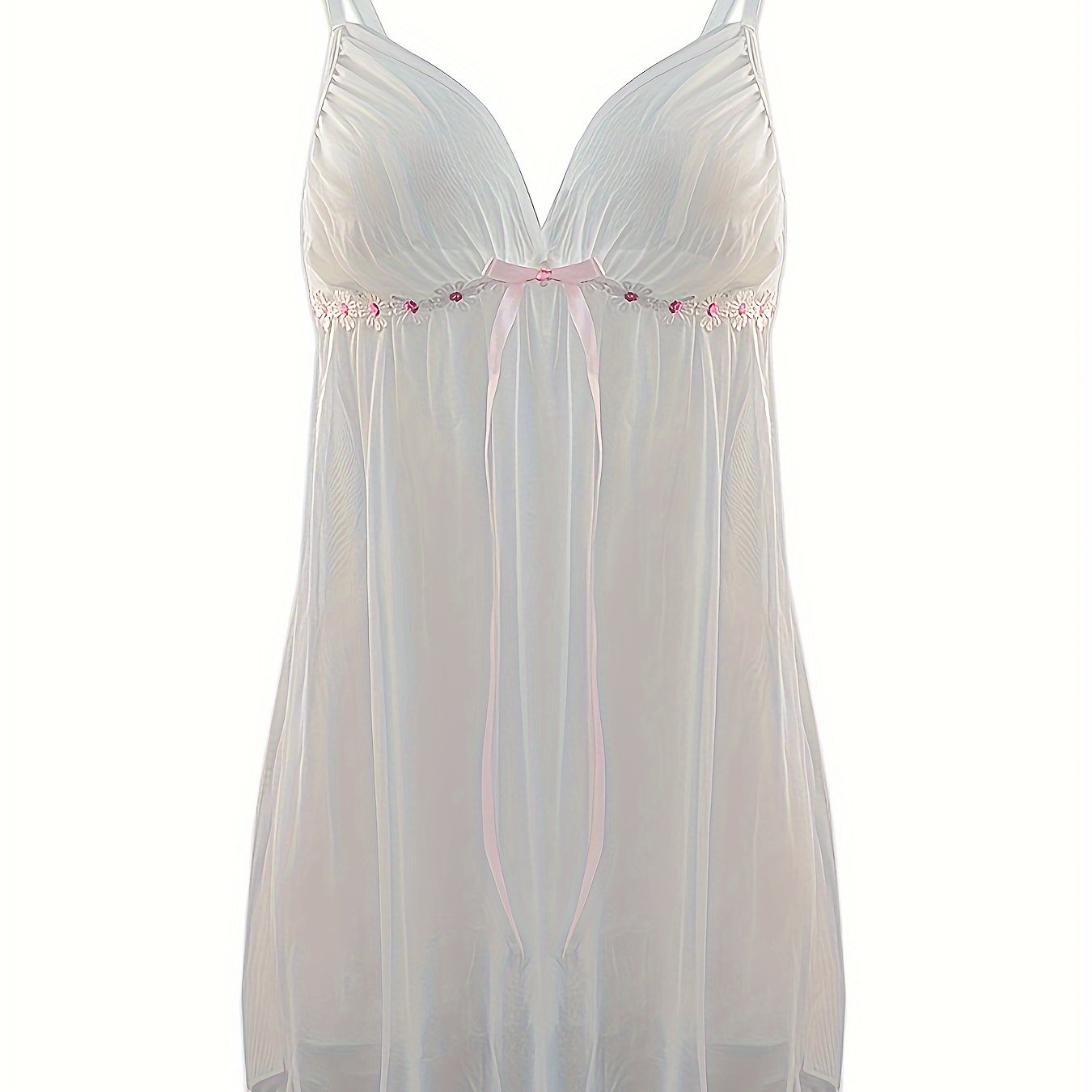 Sultry Mesh Slip Nightdress V Neck Backless Sleep Dress Women's Sleepwear