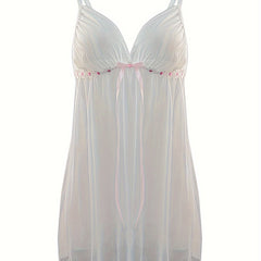 Sultry Mesh Slip Nightdress V Neck Backless Sleep Dress Women's Sleepwear