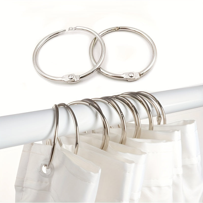 10pcs Shower Curtain Rings Silvery Hooks Bathroom Shower Rods