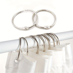 10pcs Shower Curtain Rings Silvery Hooks Bathroom Shower Rods