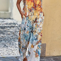 Boho Tie Dye Wide Leg Jumpsuit