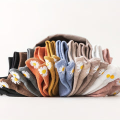 10 Pairs Floral Embroidery Ankle Socks Soft Lightweight Women's Stockings