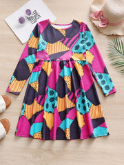 Girls Creative Pattern Long Sleeve Dress Spring Fall