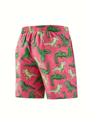 Dinosaur Print Men's Drawstring Shorts Swim Trunks Swimwear