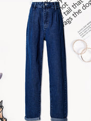 High Rise Straight Leg Jeans Classic High Waist Baggy Mom Jean Pants