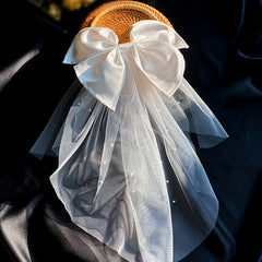Wedding Bow Veil Satin Mesh Barrettes Bridal Party Favor Decorations