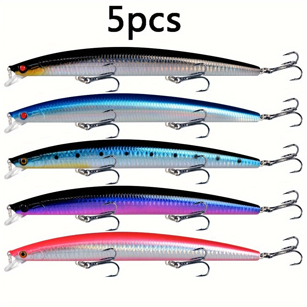5pcs 24g Minnow Fishing Bait Hard Lure 3D Eyes Strong Hooks Sea Fishing