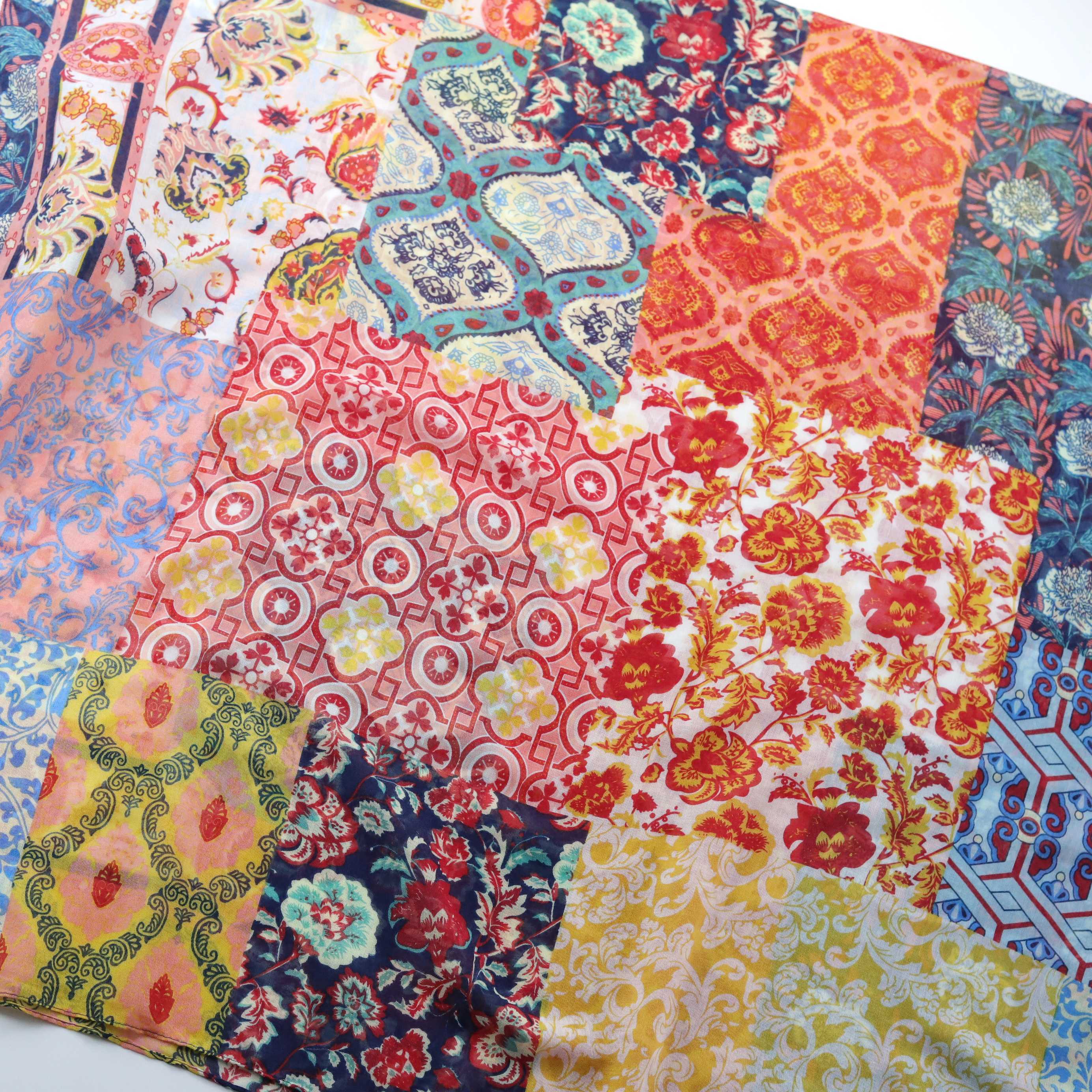 Vintage Floral Paisley Print Scarf Boho Block Tassel Shawl