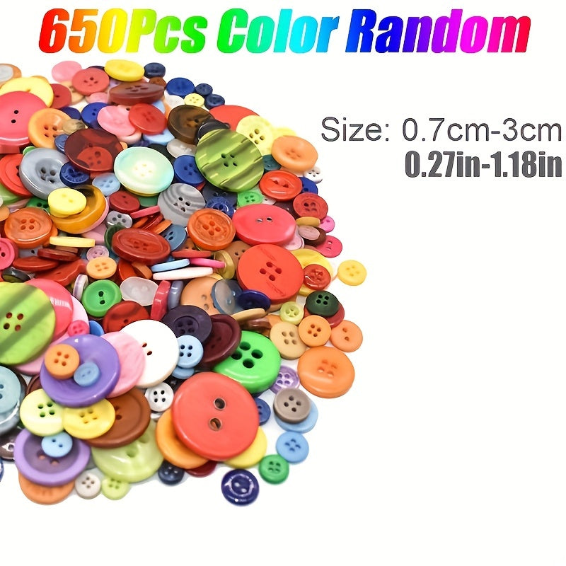 650pcs Mixed Buttons Assorted Sizes Round Resin Buttons DIY Crafts