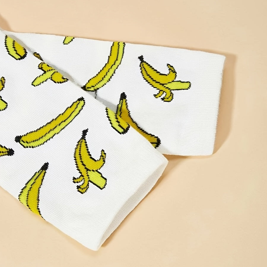Banana Print Cotton Socks for Women