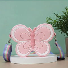 Kids Butterfly Silicone Crossbody Bag Coin Purse For Girls