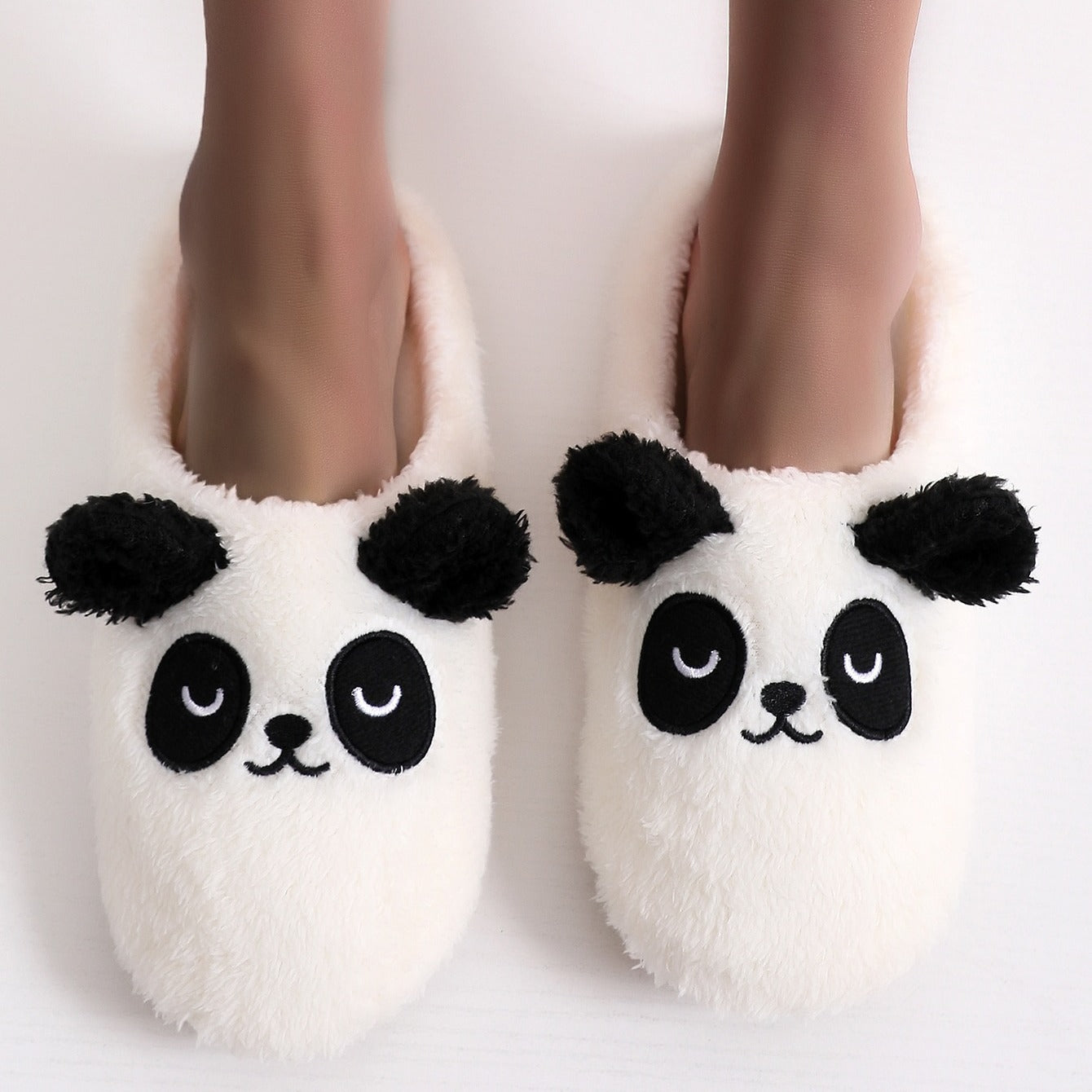Cartoon Panda Fluffy Slippers for Women