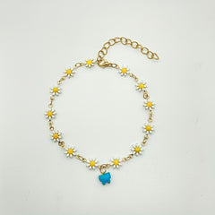 Vintage Daisy Butterfly Pendant Anklet Gift for Girls