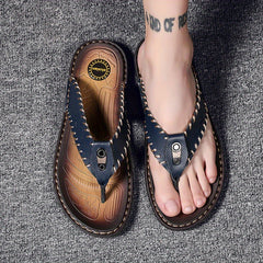 Men's PU Leather Thong Sandals Casual Flip flops