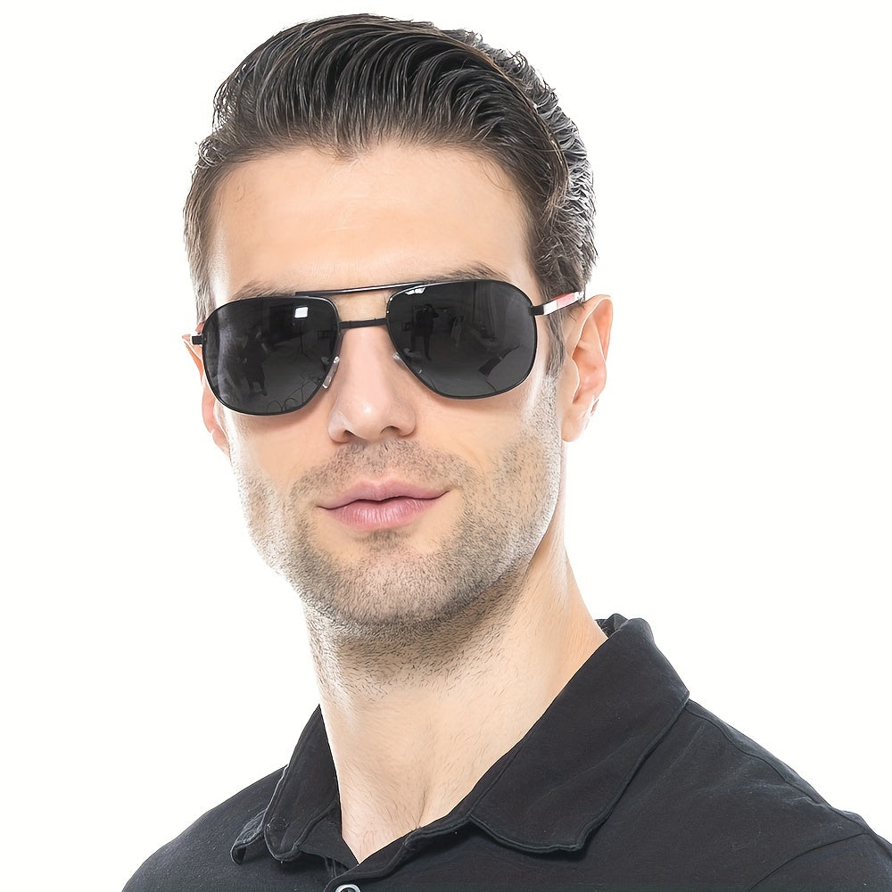 SOOLALA Men's Polarized Folding Driver Sunglasses With Zipper PU Leather Case