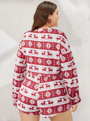 Christmas Lounge set Women's Stripe & Deer Print Pajama Set