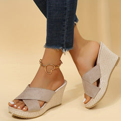 Women's Cross Strap Platform Wedge Sandals