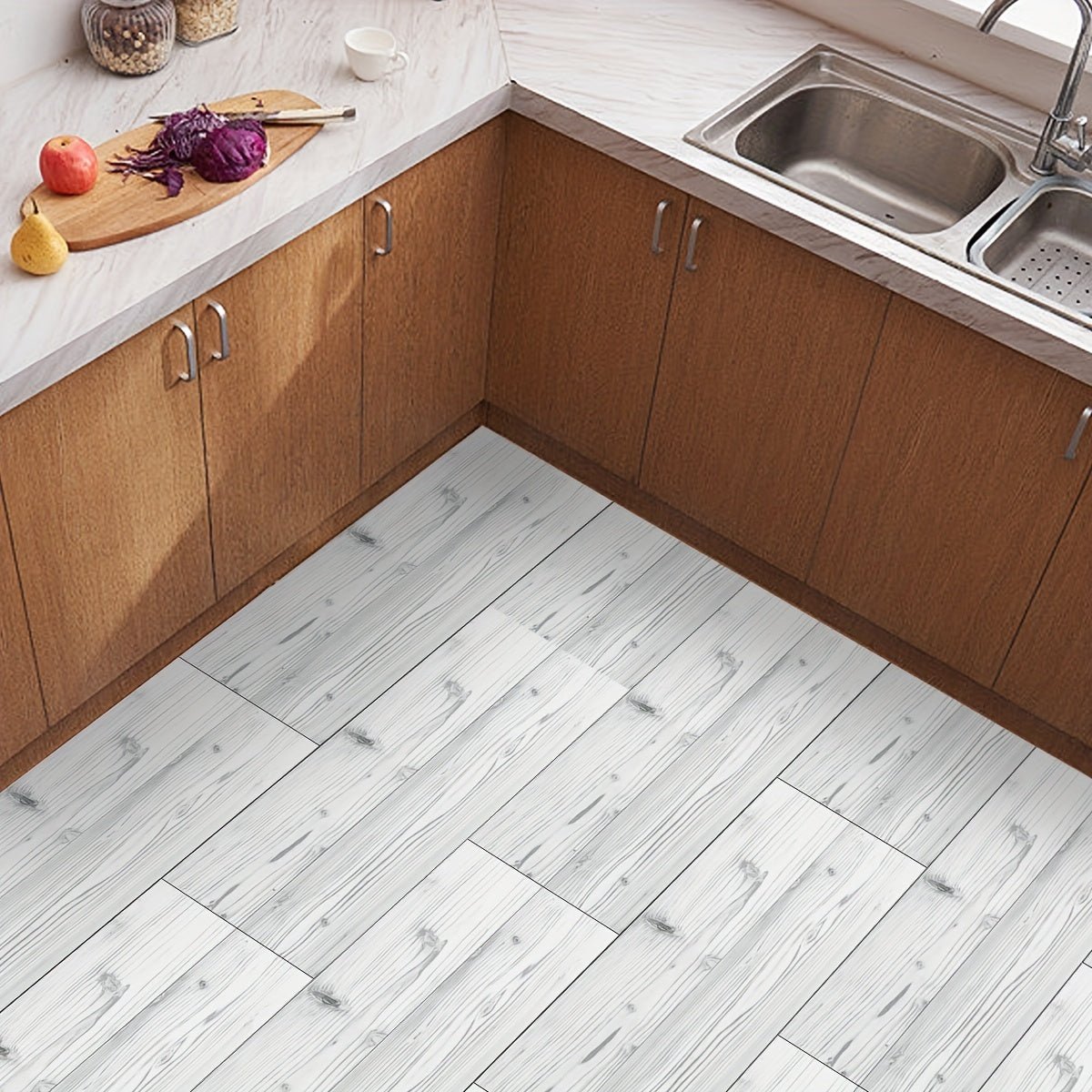 6PCS 15 01 40 01cm Wood Grain Floor Sticker, Waterproof Non-slip Tile Sticker