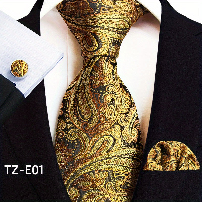 3pcs Paisley Jacquard Necktie Set For Men