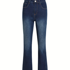 Dark Mid Stretch Flared Jeans Bootcut
