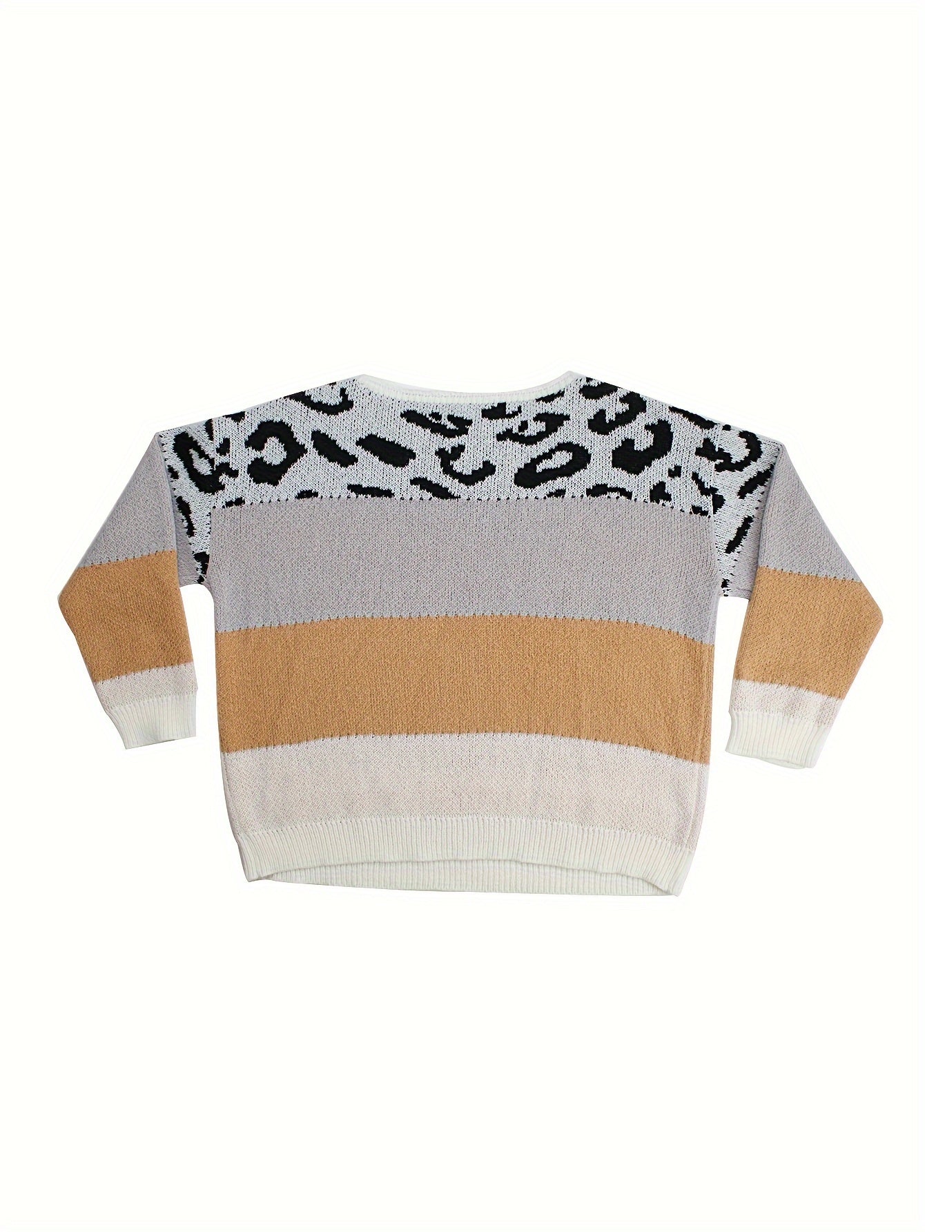 Colorblock Leopard Print Sweater