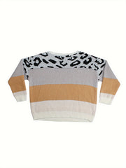Colorblock Leopard Print Sweater