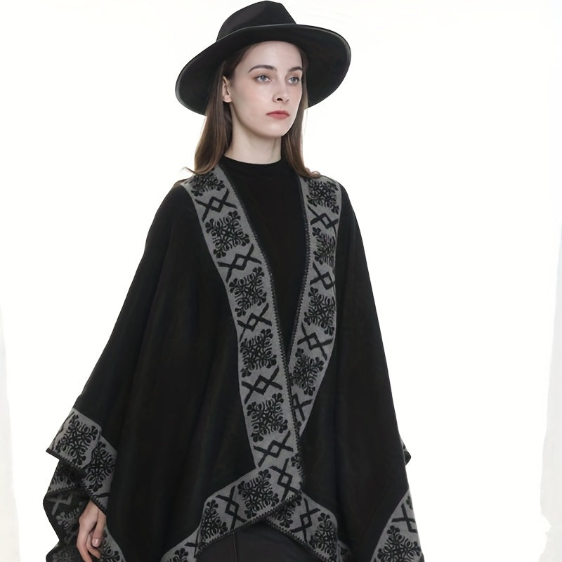 Warm Shawl Wrap Open Front Poncho Cape for Women